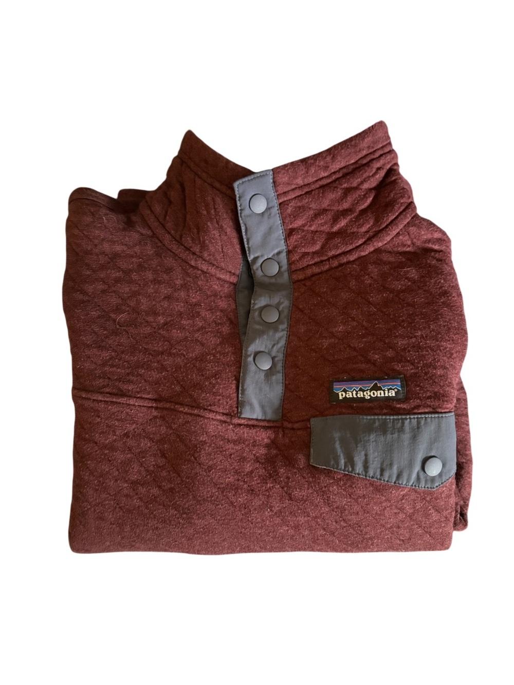 Patagonia Organic Cotton Quilted Snap-T Pullover XS Burgundy FA17